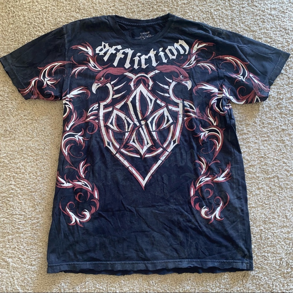 Men’s Affliction Signature Series Rush Georges St Pierre Black T-shirt Size Lg